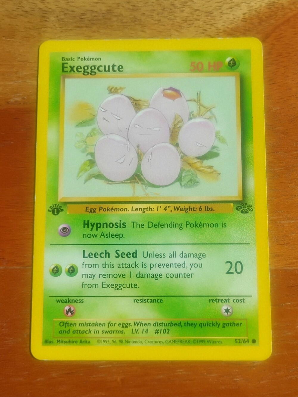 LP WOTC 1999 1st Edition Exeggcute 52/64 Jungle Set Pokemon Card